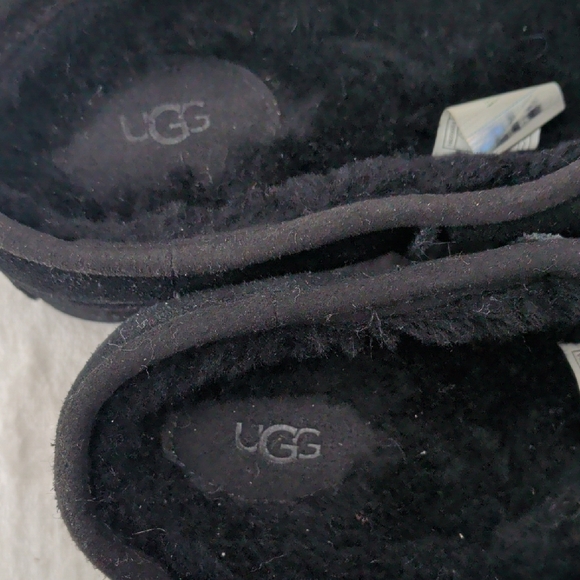 UGG Clog Cottage Black Suede Platform Wool Lined Slip-on Mule 1143834 - Picture 3 of 9